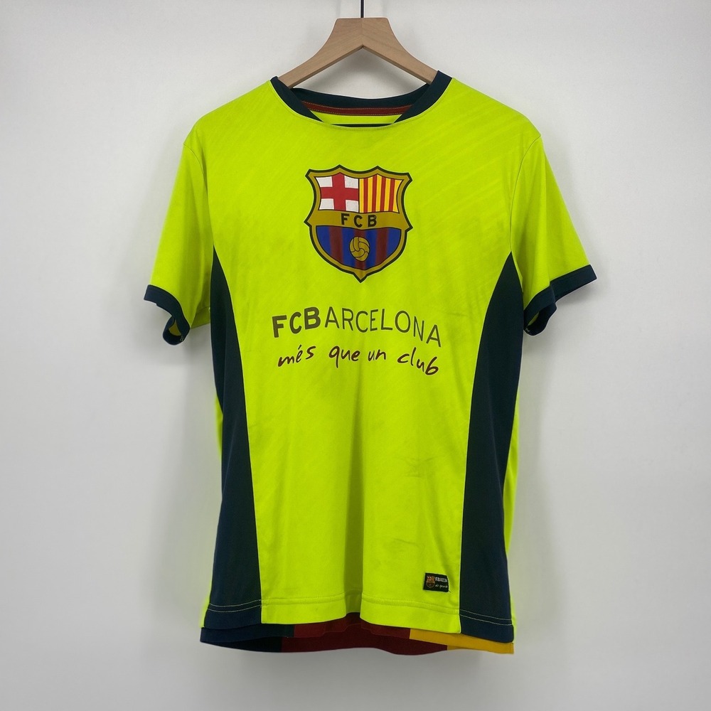 FC Barcelona Soccer Jersey Medium Neon Yellow Good Mesh Panels SC-9145B
